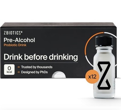 ZBiotics Pre-Alcohol Probiotic Drink, Feel Better After Drinking 12 Pack, 0.47