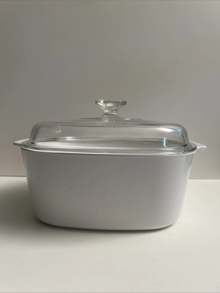 Vtg Corningware Pyroceram Glass Frost White 5 Liter Casserole A-5-B w/ Pyrex Lid - Image 2 of 4