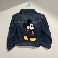 Gap Disney Mickey Mouse Toddlers Kids Icon Denim Jacket Boys Girls Blue Jean 3T