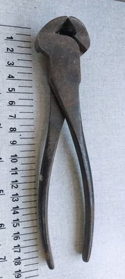 Vintage geschmiedeter Stahl Ende Schneiden Zimmermann Draht Nagelzange 7'' (#1)