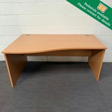 Beech Left Handed Wave Desk- 1600- LIQUIDATED STOCK - UNBOXED -  RRP £240