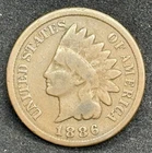 1886 T2 Indian Head Cent, G+ Good + Condition!