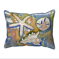 Betsy Drake Beach Treasures Large Indoor Outdoor Pillow 16x20