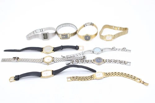 A x10 Vintage Ladies Seiko Gold Tone Quartz Wristwatches Not Tested