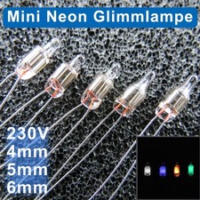 4mm,5mm,6mm Mini Glimmlampe 230V AC  Grün,Bl...