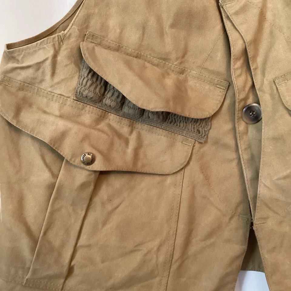 VTG Filson Dry Finish Tin Cloth Upland Hunting Vest Men's Large Bird Duck - Image 2 of 4