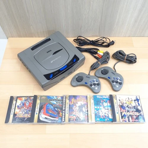 Japanese SEGA SATURN Console bundle with 2 controllers & 5 Games tested NTSC-J
