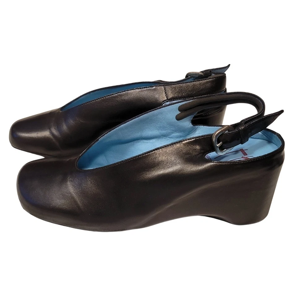 Tacones de cuña Thierry Rabotin de cuero negro para mujer talla EU 36,5 EE. UU. 6 preppy Foto 2 de 4