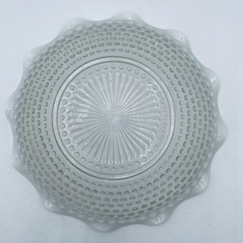 VTG Lot 2 Anchor Hocking 9" Moonstone Opalescent Ruffled Serving Bowl Dish - Picture 19 of 22