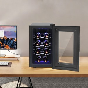 Black Stainless Steel Wine Cooler,8 Bottles Wine Chiller, 55W 110V Wine Cooler