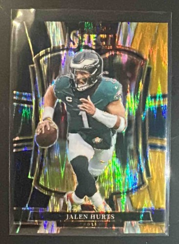 2025 Panini Select Jalen Hurts #190 Premier Level Black and Gold Prizm Shock