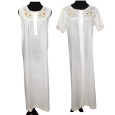 Vintage 50s Hand Embroidered Peignoir Set Sunflower Nightgown  House Coat Set