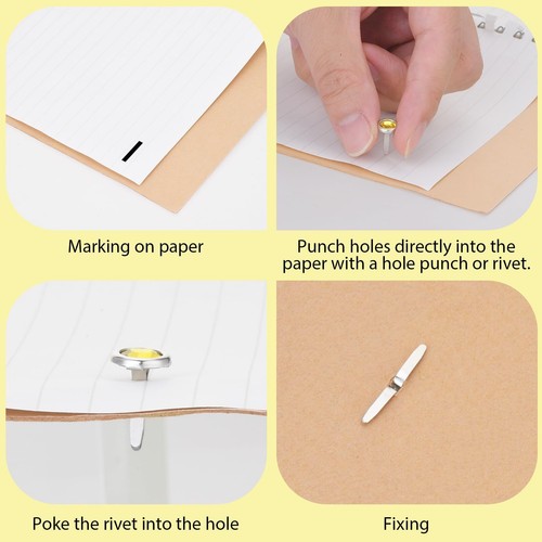 100PCS Brads Paper Fasteners Mini Brass Brads Multicolor Crystals Split Pins ... - Picture 6 of 7