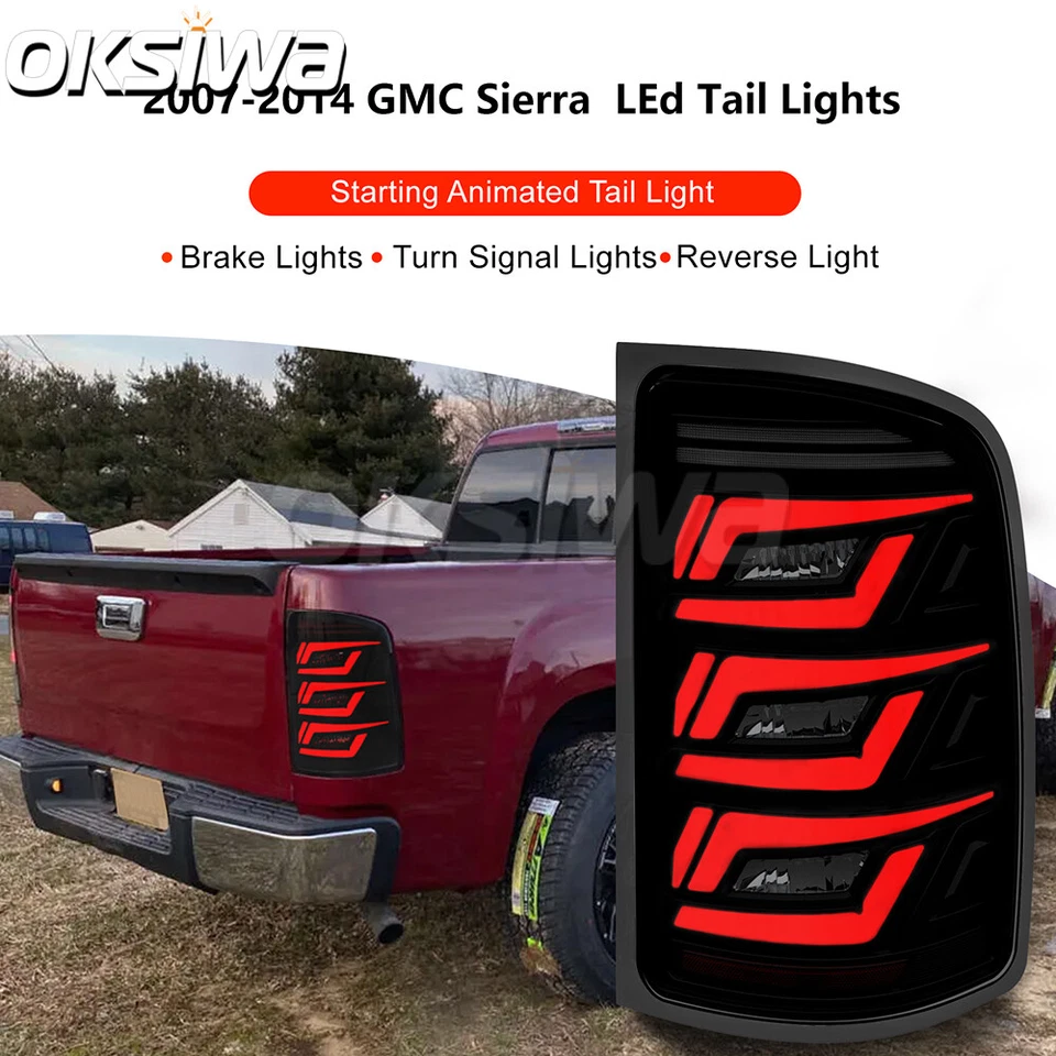 Luces LED TaiL completas para lámparas de freno GMC Sierra 1500 2500HD 3500HD 2007-2013 Foto 3 de 4