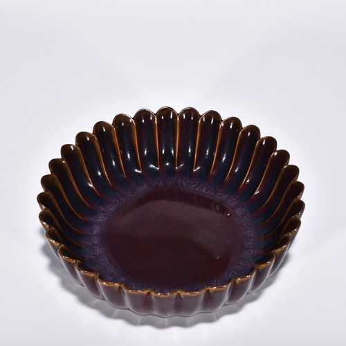 8.8" old antique song dynasty jun kiln porcelain fambe chrysanthemum petal bowl - Picture 9 of 9