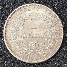 1 Mark Piece 1906 G German Reich Imperial Eagle Old Empire Silver Coin