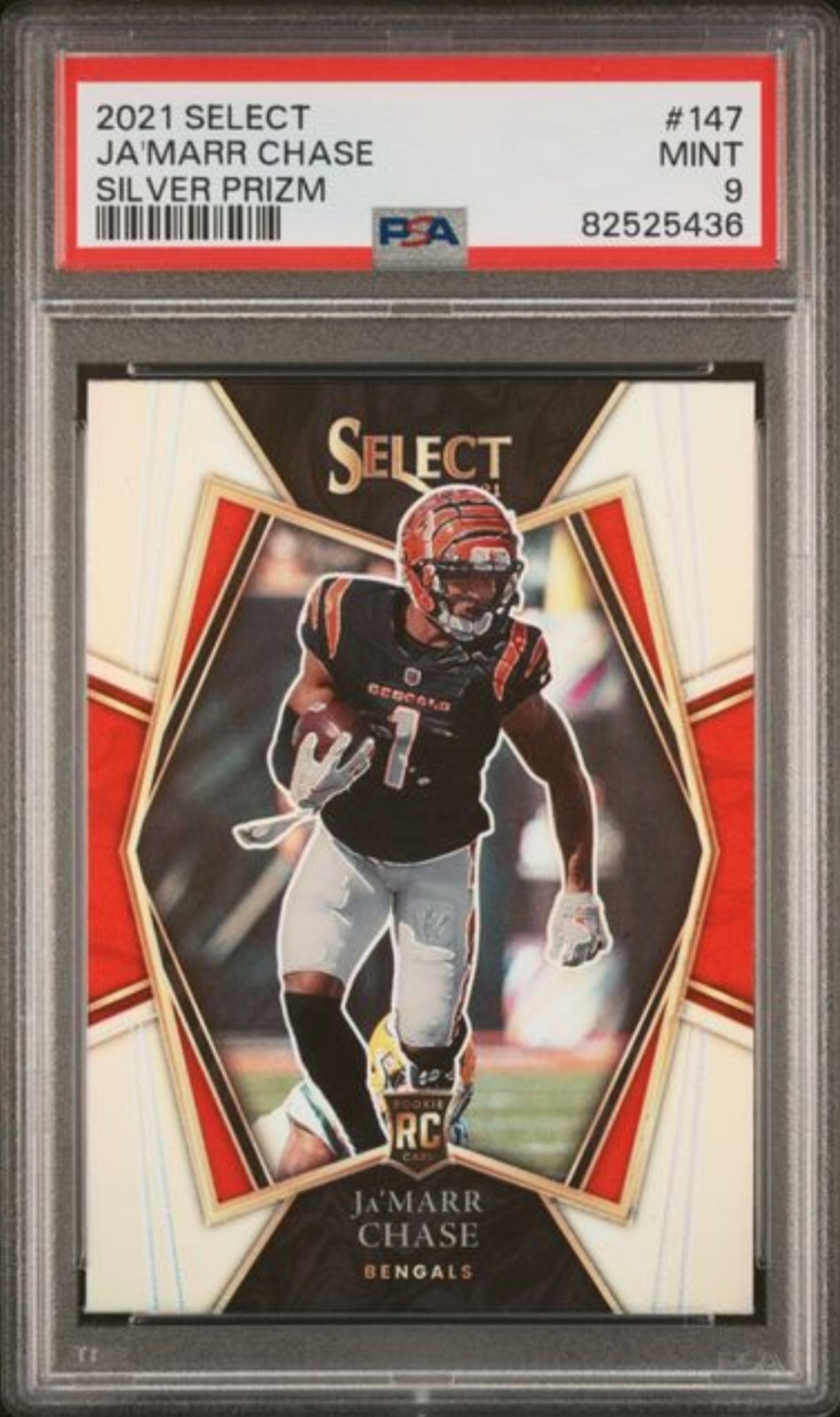 2021 Select #147 JaMarr Chase RC Silver Prizm Premier Level Bengals PSA 9