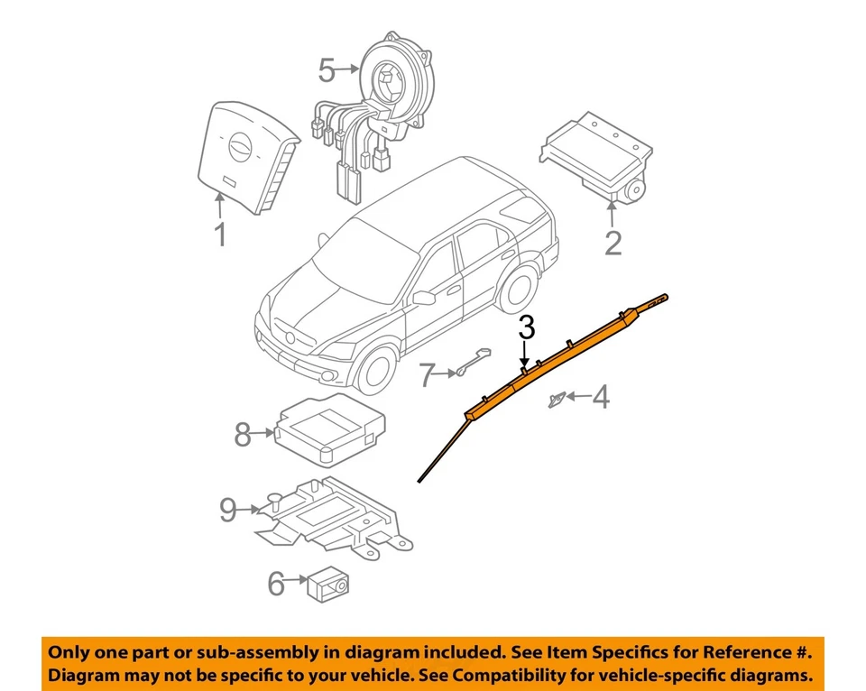 Used Right Curtain Air Bag fits: 2008 Kia Sorento passenger roof Right Grade A — 第 3/4 张图片