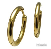 Kikuchi 20Mm Tube Ohrringe Titan Stab Edelstahl Klapp Creolen Gold HochgläNzend