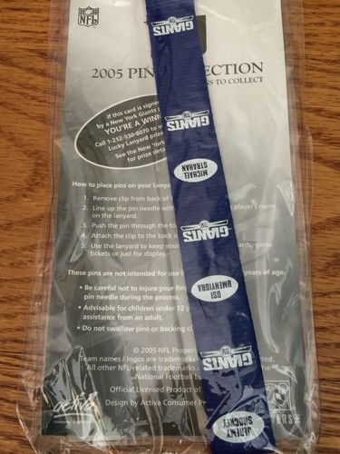 NFL NEW YORK GIANTS LANYARD PIN COLLECTION NEW YORK POST PROMO BLUE 2005 - Picture 4 of 4