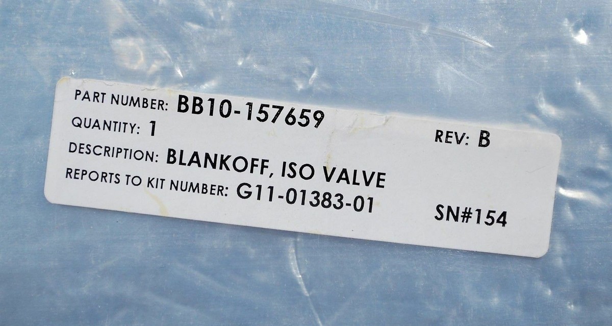 B114 NOVELLUS ISO BLANK OFF ISO VLV PORT BB10-157659-00 BB10