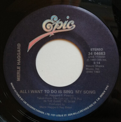 Merle Haggard A Place To Fall Apart Vinyl Single 7inch Epic