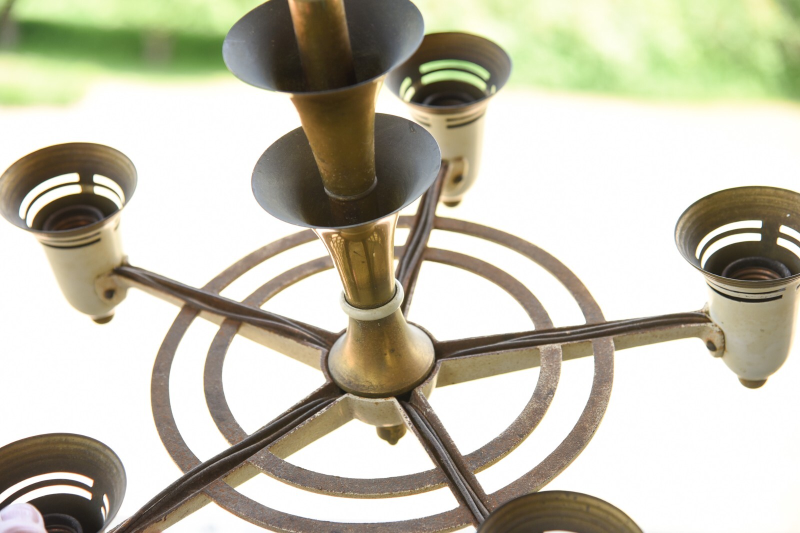 Lightolier After Sunset 1920's/ Art Deco with Custard Glass 5 lamp