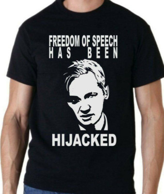 FREE JULIAN ASSANGE ANONYMOUS T shirt Hacker WTF!!! Freedom of speech HIJACKED!