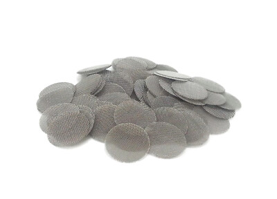 80-Piece Crystal Tobacco Pipe Metal Filter Screens - Stainless Steel & Nylon Mesh - 16mm Diameter