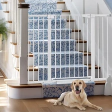 Cumbor Safety Gate 29.7-51.5 Inches Extra Wide Safety Baby and Dog Gate (White)