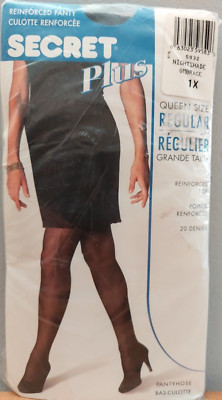 Vintage Pantyhose Secret Plus Reinforced Panty Color Nightshade Size 1X BDR4