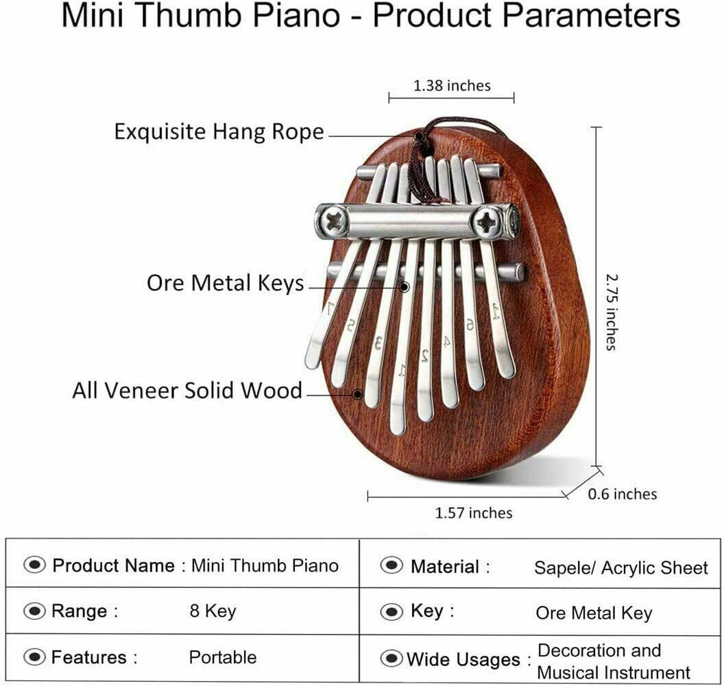 Mini pianoforte Kalimba 8 tasti pollice ottimo suono tastiera strumento musicale foto 3
