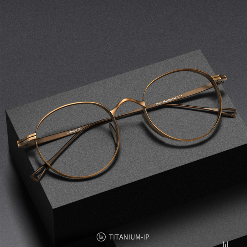Pure Titanium Glasses Frames Retro Oval Bronze Eyeglasses Women