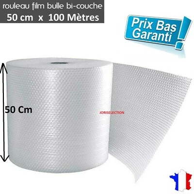 ROULEAU DE FILM A BULLE D'AIR - 50 CM x 100 METRES IDÉAL POUR LA PROTECTION -