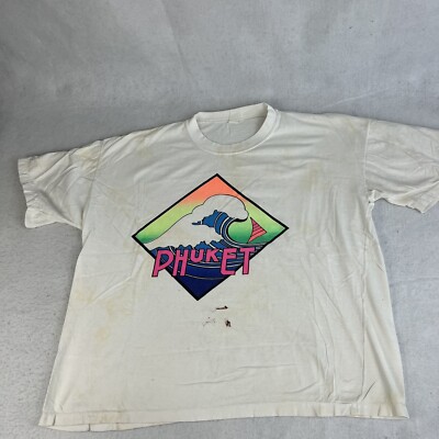 T-Shirt Phuket Thailand - Taille Large - Gris Chiné - Coton - Occasion Très Bon État