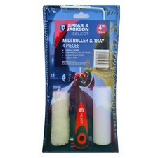 Paint Roller Set Gloss & Emulation Midi Roller Frame & Paint Tray 4" Sleeves