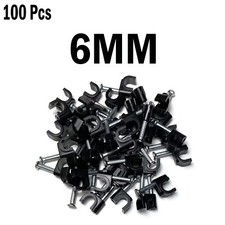 Cable Clips,Wall Clips Wall Tacks Black n SHAPE 6mm Small - 100 PACK