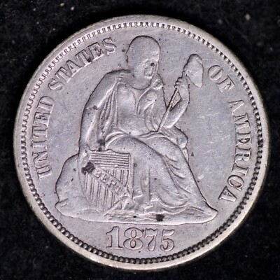 1875 Seated Liberty Dime CHOICE AU FREE SHIPPING E799 QNF