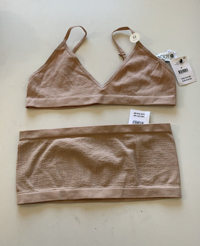 NWT! Lot of 2 Cotton On Body Sz M Rib Triangle Bralette & Strapless Bandeau Bra