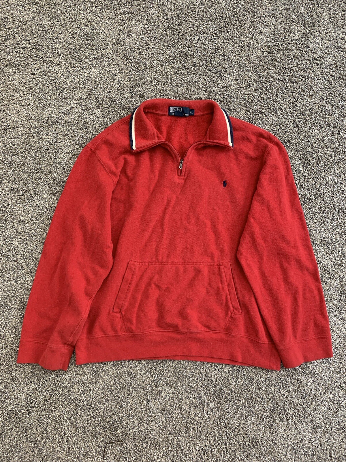 Polo Ralph Lauren vintage anni 90 1 4 zip felpa taglia XL rossa classica collo pony
