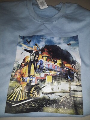 New Trump Train Light Blue Medium Sweat Shirt Bin 117