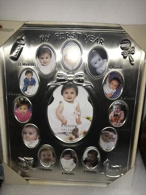 Lawrence Frames Silver Tone My First Year Picture Frame New Baby Picture 830080