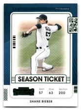 Shane Bieber 2021 Panini Contenders #20 Cleveland Indians BASEBALL