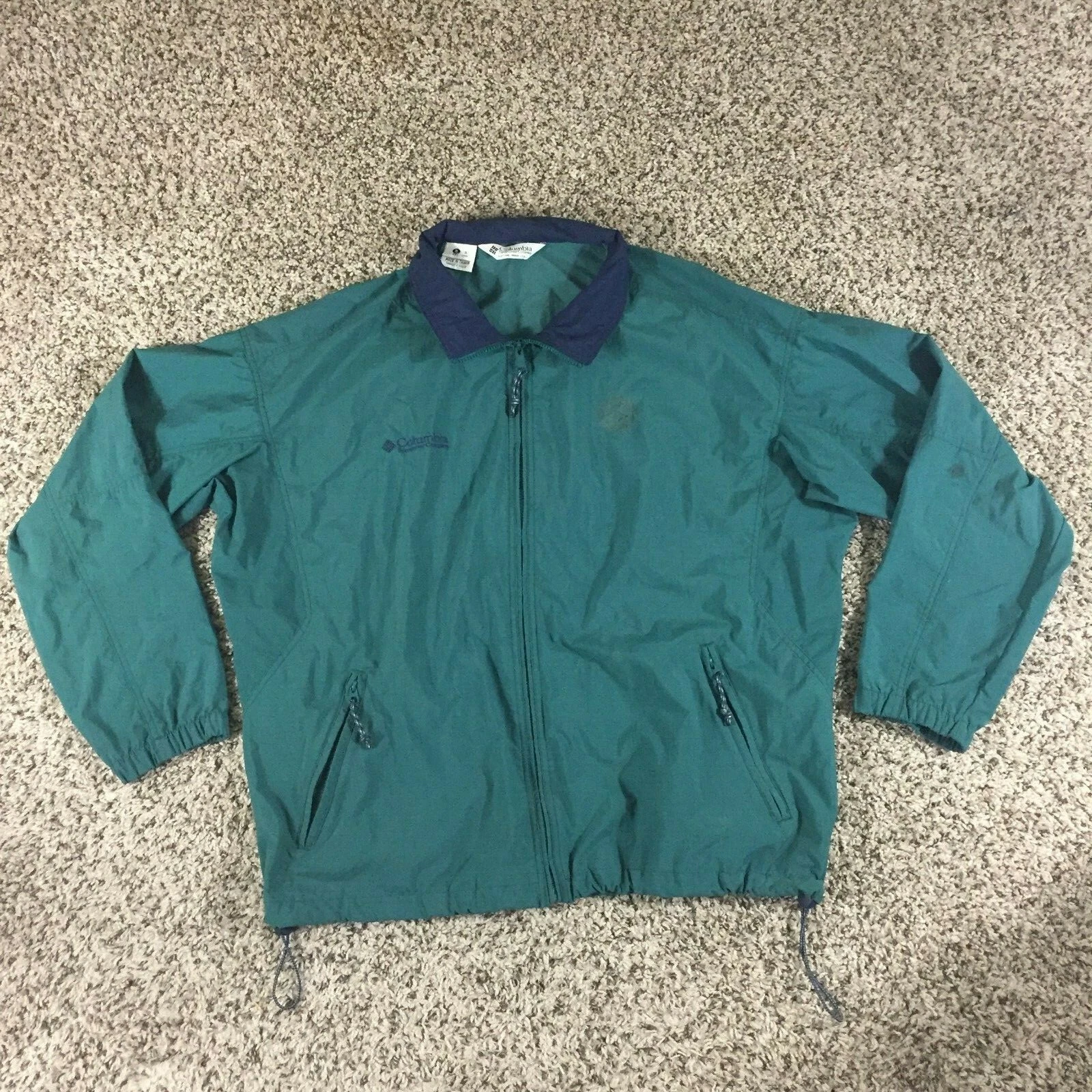VTG 90s Columbia Mens Sz XL Jacket Green Full Zip Coat Water Resistant Nylon