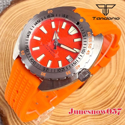 200m Waterproof Tandorio Orange Watch Auto NH35A 120 Click Bow Sapphire Crystal - Picture 11 of 11