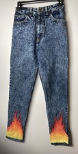 VTG 80's Guess Jeans Acid Wash Denim Size 28 Painted Flame  Georges Marciano USA