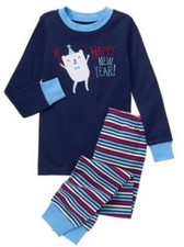 Gymboree Gymmies Happy New Year Holiday Boys Stripe Bear Pajamas Pjs 12-18 M