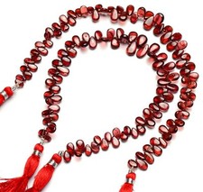 Natural Gem Rhodolite Garnet 7x5 to 8x5mm Size Smooth Pear Shape Beads 9"