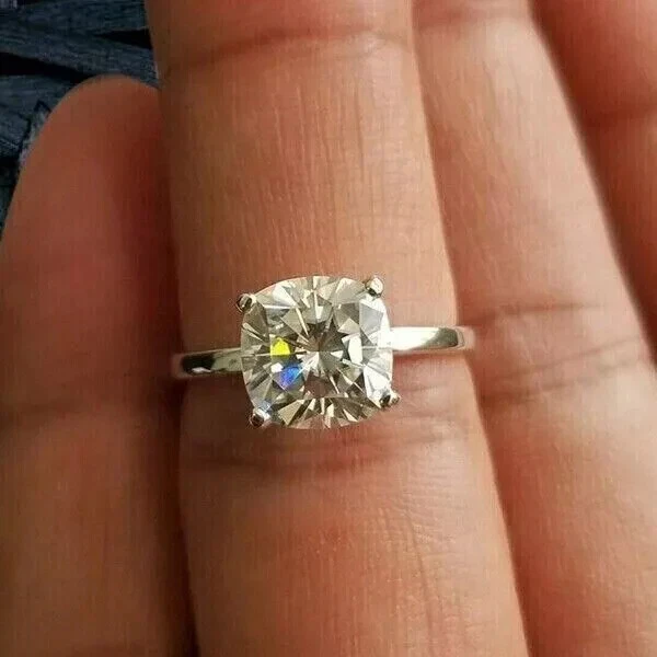 Cushion Cut 3.0Ct IGI Certified Lab Grown Diamond Solitaire Ring 14k White Gold - Image 2 of 4