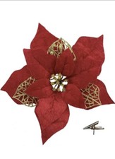 wocznmu 16 PCS 8.7 Inches Poinsettia Artificial Christmas Flowers Glitter with C